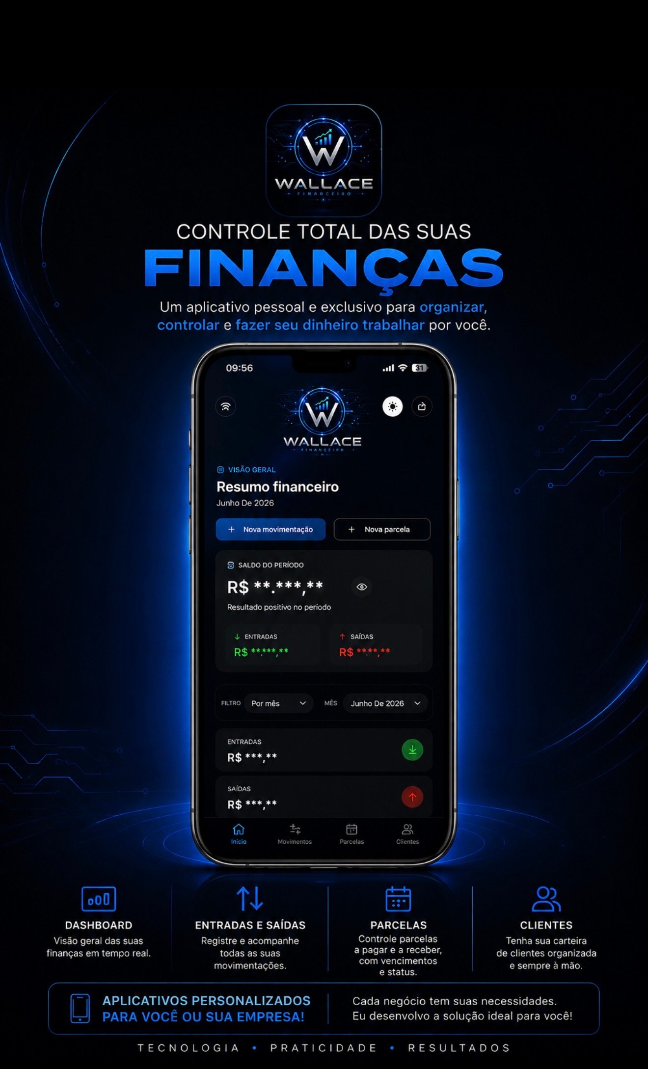 Tela do Wallace Finance Hub